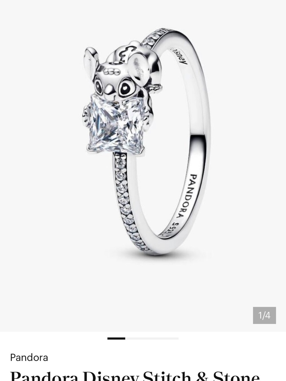 Pandora Silver Stitch Ring with Clear Stone